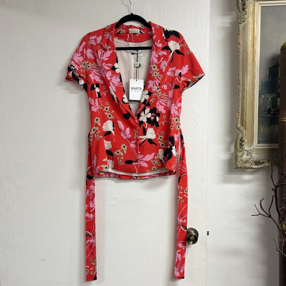 MARTA Studio Red Floral Short Sleeve Jacket/Blazer Size 42